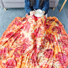 80 inch Food Pizza Flannel Blanket Soft Sofa Throw Blankets, Perfect for Camping, Home Bed Sleeping Blanket